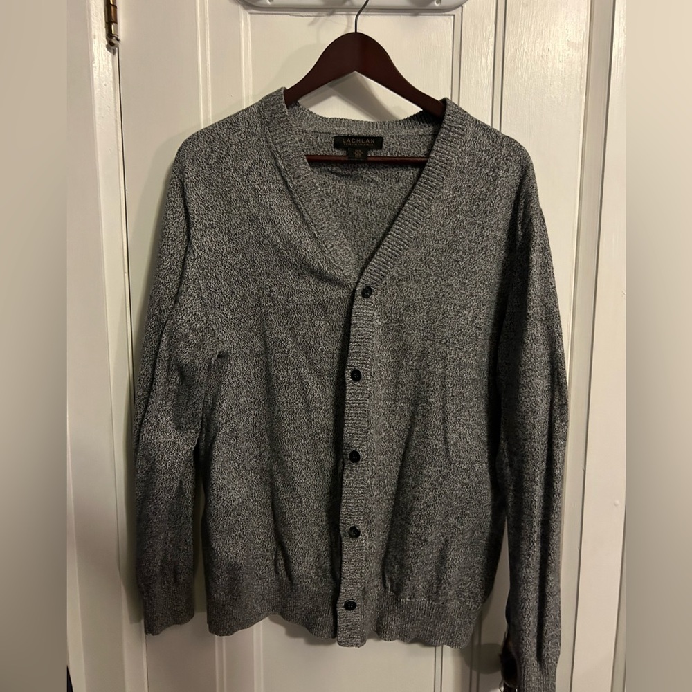 Bugatchi Men’s Gray V-Neck Button Cardigan
